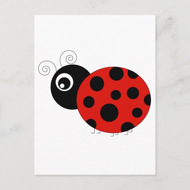 Cartão Postal Red and Black Ladybug (Frente)