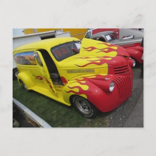 Cartão Postal Red and Yellow Hot Rod