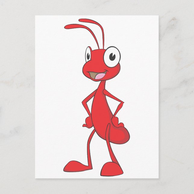 Cartão Postal Red Ant em Pé sobre Camisa de Cartoon em Cintura (Frente)