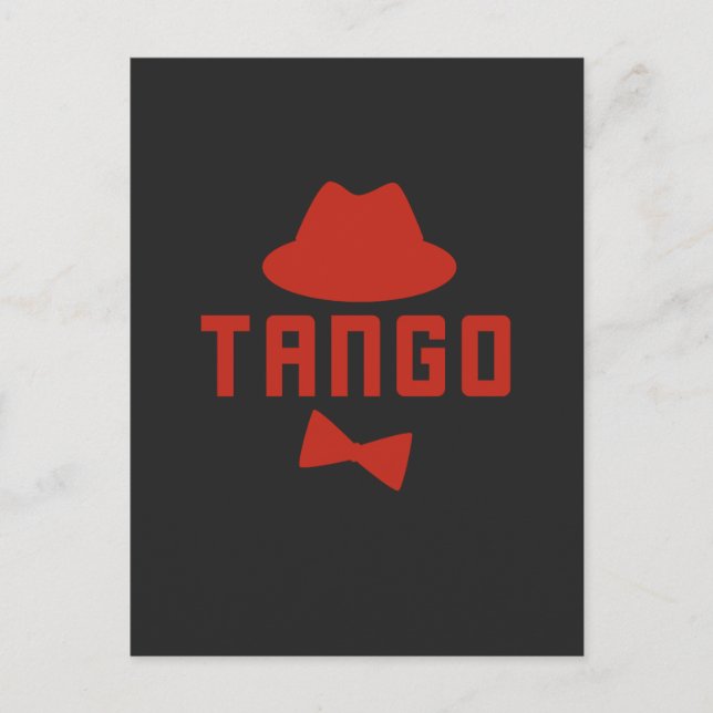 Cartão Postal Red Argentgo Tango Fedora Hat e Bowtie (Frente)