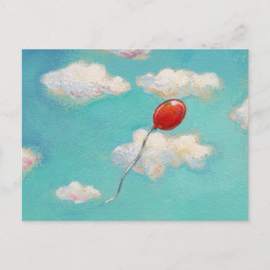 Cartão Postal Red Balloon - céu azul bela arte do dia