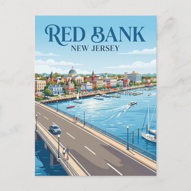 Cartão Postal Red Bank Nova Jérsei (Frente)