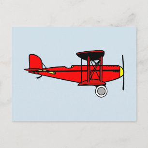 Cartão Postal Red Biplane