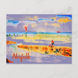 Cartão Postal Red Boat na praia em Mundesley, Norfolk Postcard