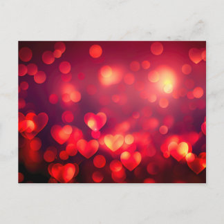 Cartão Postal Red Bokeh Hearts