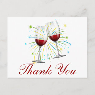 Cartão Postal Red Burgundy Obrigado Vinhos Casamento
