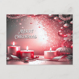 Cartão Postal Red Candles Decorative Holiday Postcard
