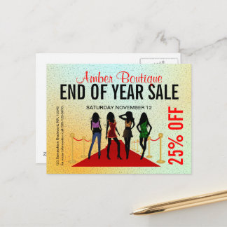 Cartão Postal Red Carpet Fashion Models Boutique Sale Promotion