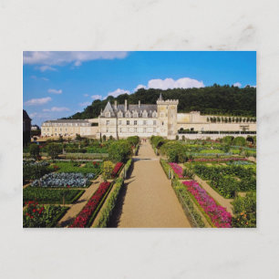 Cartão Postal Red Chateau de Villandry e jardim, Vale do Loire,