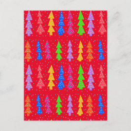 Cartão Postal Red Christmas Tree Pop Art