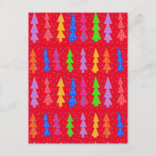 Cartão Postal Red Christmas Tree Pop Art