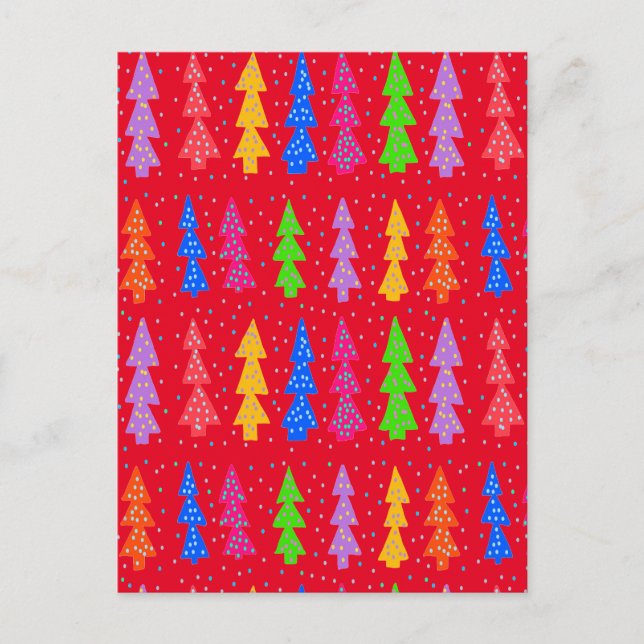 Cartão Postal Red Christmas Tree Pop Art (Frente)
