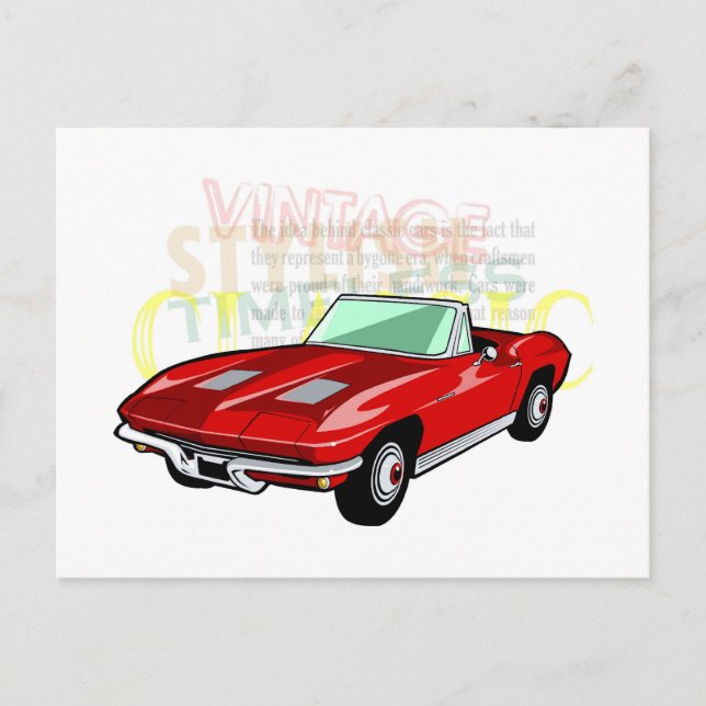 Cartão Postal Red Corvette Stingray ou Sting Ray (Frente)