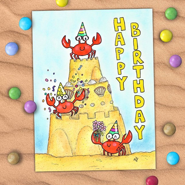 Cartão Postal Red Crabs Birthday (Criador carregado)
