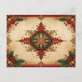 Cartão Postal Red Decorative Holiday Postcard