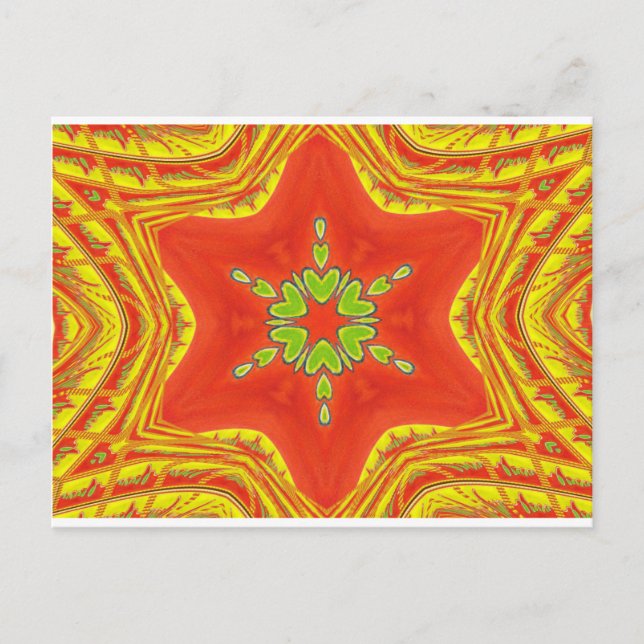 Cartão Postal Red Dourada Mandala Art Impressão (Frente)
