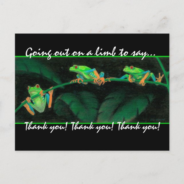 Cartão Postal Red-Eyed Tree Frogs Thank you! (Frente)