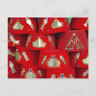 Cartão Postal Red Fez Hats No Mercado