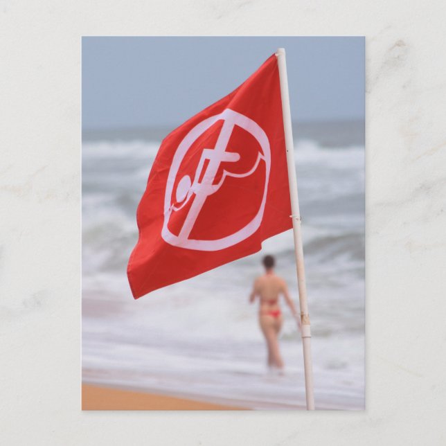 Cartão Postal Red Flag na Praia - Flórida (Frente)