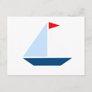 Cartão Postal Red Flag Sail Boat