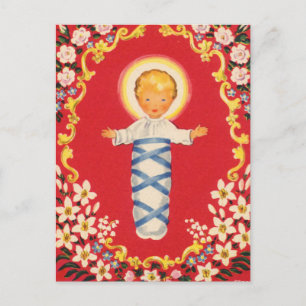 Cartão Postal Red Floral Baby Jesus