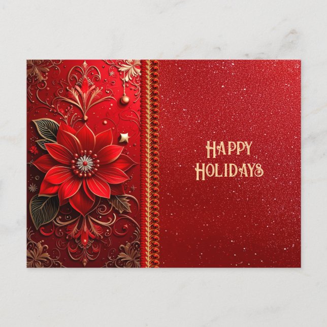 Cartão Postal Red Flower Holiday Postcard (Frente)