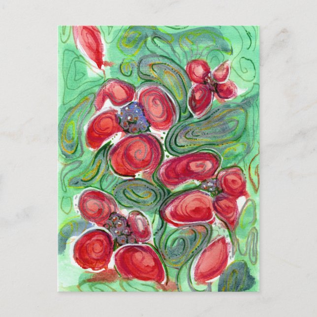 Cartão Postal Red Flowers Fantasy (Frente)