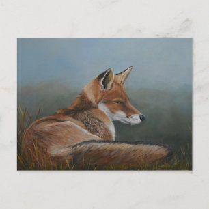 Cartão Postal Red Fox Lay Low Animal Art Postcard