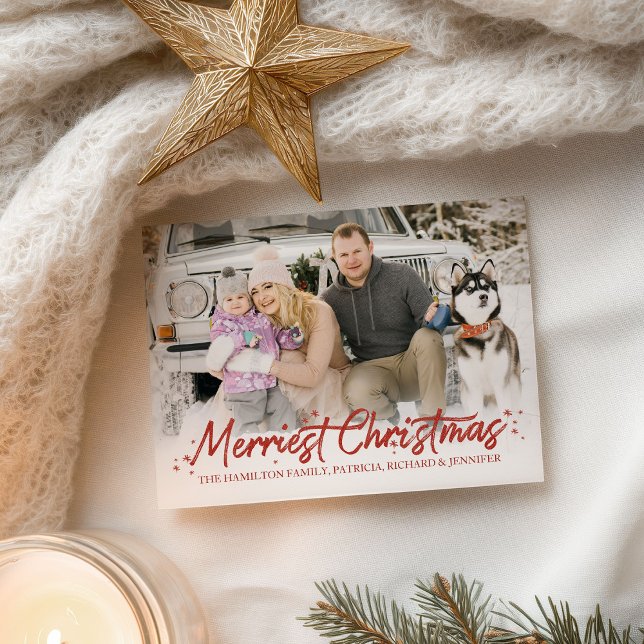 Cartão Postal Red Glitter Foto manuscrita Feliz Natal (Criador carregado)