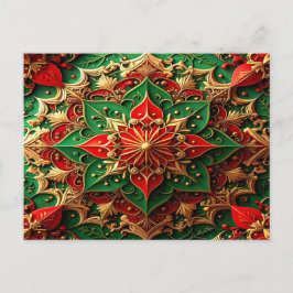 Cartão Postal Red Green Decorative Holiday Postcard