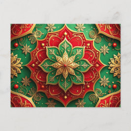 Cartão Postal Red Green Decorative Holiday Postcard