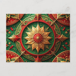 Cartão Postal Red Green Decorative Holiday Postcard