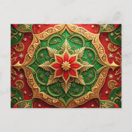 Cartão Postal Red Green Decorative Holiday Postcard
