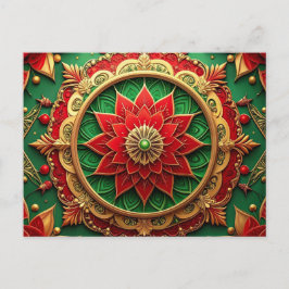 Cartão Postal Red Green Decorative Holiday Postcard