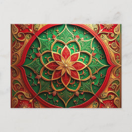 Cartão Postal Red Green Decorative Holiday Postcard