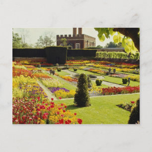 Cartão Postal Red Hampton Court Palace Garden, flores da Inglate