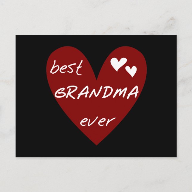 Cartão Postal Red Heart Best Grandma Ever T-shirts Dons (Frente)