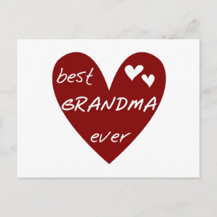 Cartão Postal Red Heart Best Grandma Ever T-shirts e presentes