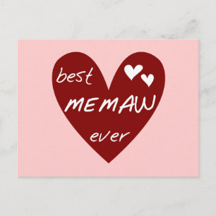 Cartão Postal Red Heart Best Memaw Ever T-shirts e presentes