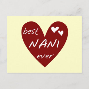 Cartão Postal Red Heart Best Nani Ever T-shirts e GIfts