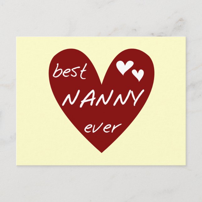Cartão Postal Red Heart Best Nanny Ever T-shirts e presentes (Frente)