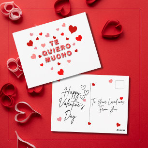 Cartão Postal Red Heart Confetti Te Quiero Mucho 3d Letters