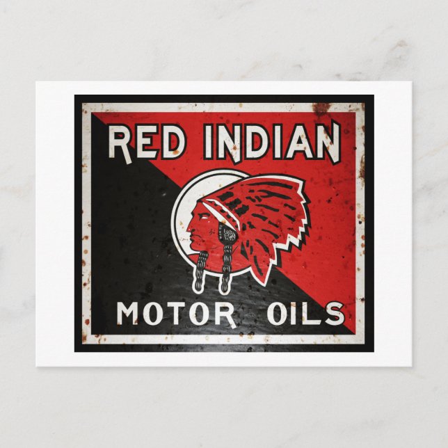Cartão Postal Red Indian Motor Oil, sinal de ferrugem. (Frente)