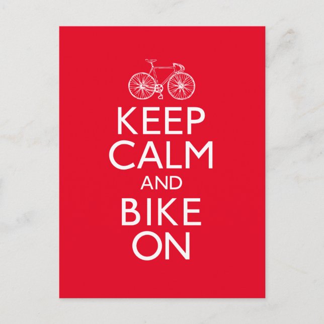 Cartão Postal Red Keep Calm and Bike On (Frente)