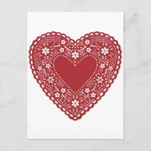 Cartão Postal Red Lace Heart