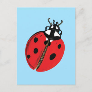 Cartão Postal Red Lady Bug Boa Sorte Embaixadora Ilustração