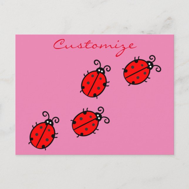 Cartão Postal Red Ladybugs Rastreando Thunder_Cove (Frente)