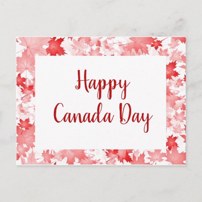 Cartão Postal Red Maple Leaf Canada Happy Canada Day (Frente)