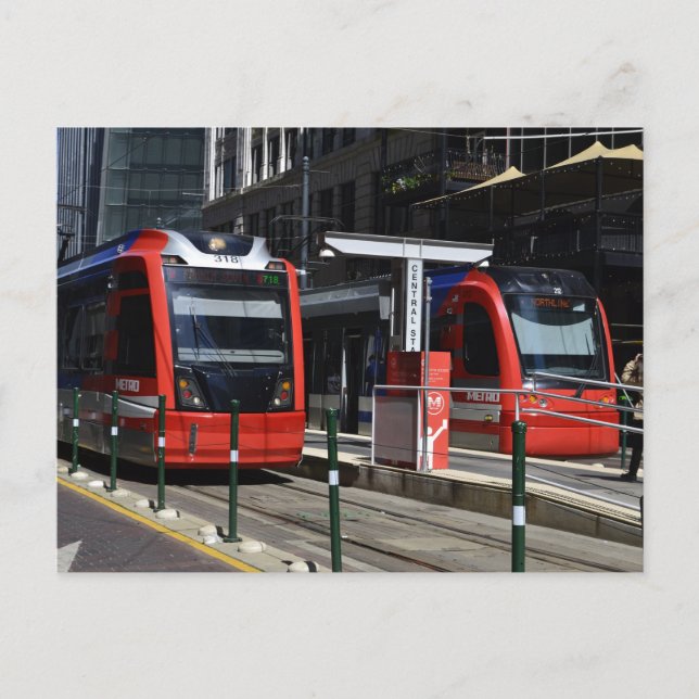 Cartão Postal Red Metro Train Houston Texas Estados Unidos (Frente)