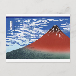 Cartão Postal Red Mount Fuji Vintage - Impressão Japonês